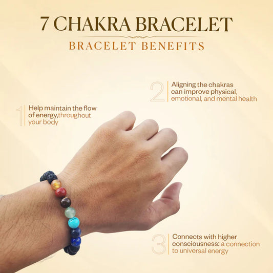 7 Chakra & Lava Stone Crystal Bracelet