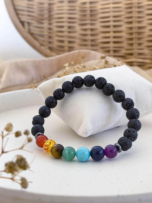7 Chakra & Lava Stone Crystal Bracelet